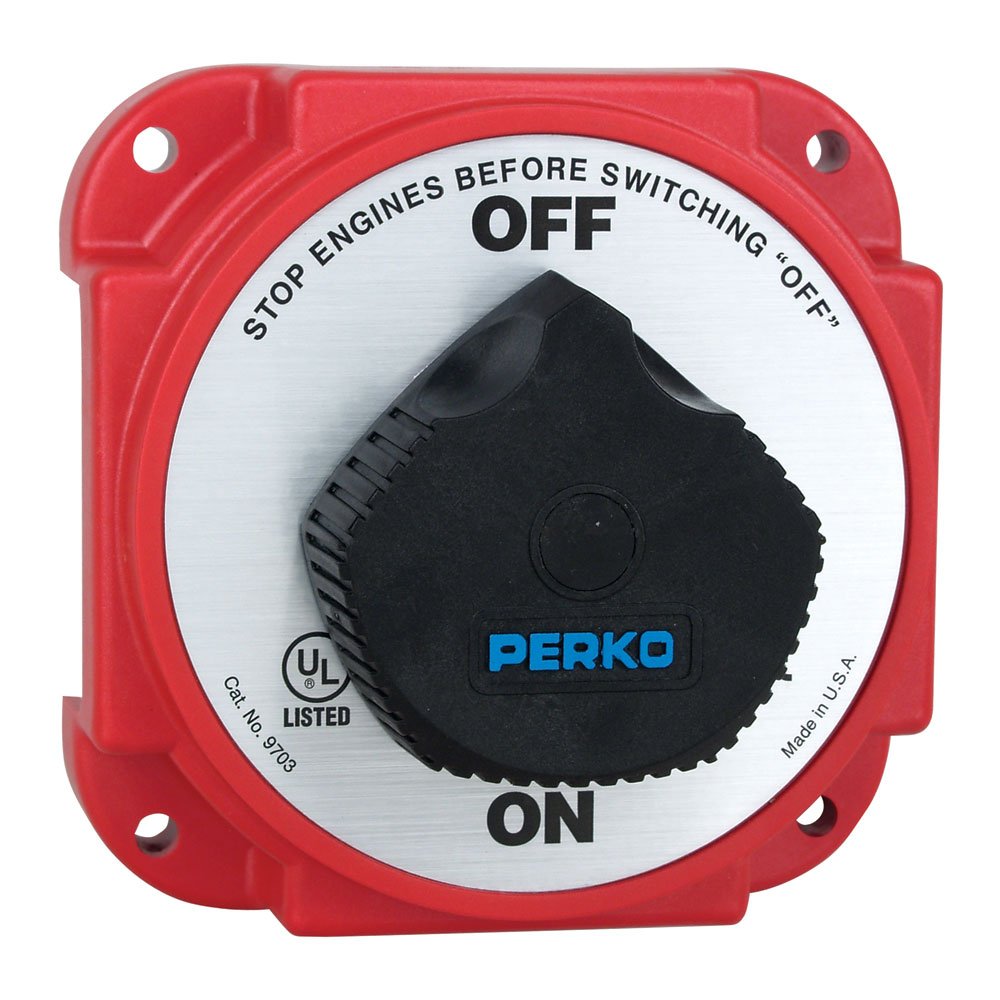 Perko 9703 DP Heavy Duty Battery Switch On-Off for Marine & RV - 450W-1200W Alternator Field Disconnect - Ideal for Boats, Yachts, Campers & Off-Grid Power Systems