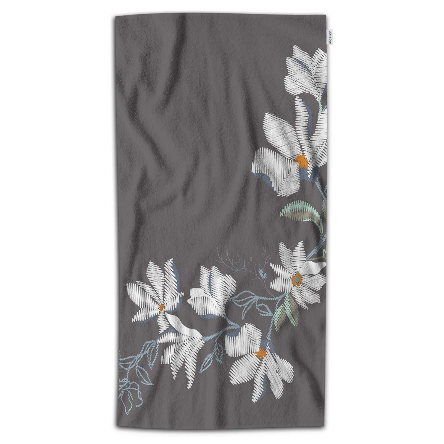 Moslion Magnolia Bath Towels 64x32 Inch - Soft Polyester Microfiber Bath & Hand Towel Set with Floral Design, Natural Plant Motif for Romantic Traditional Decor | Perfect for Spa, Bathroom, and Guest Room Luxury