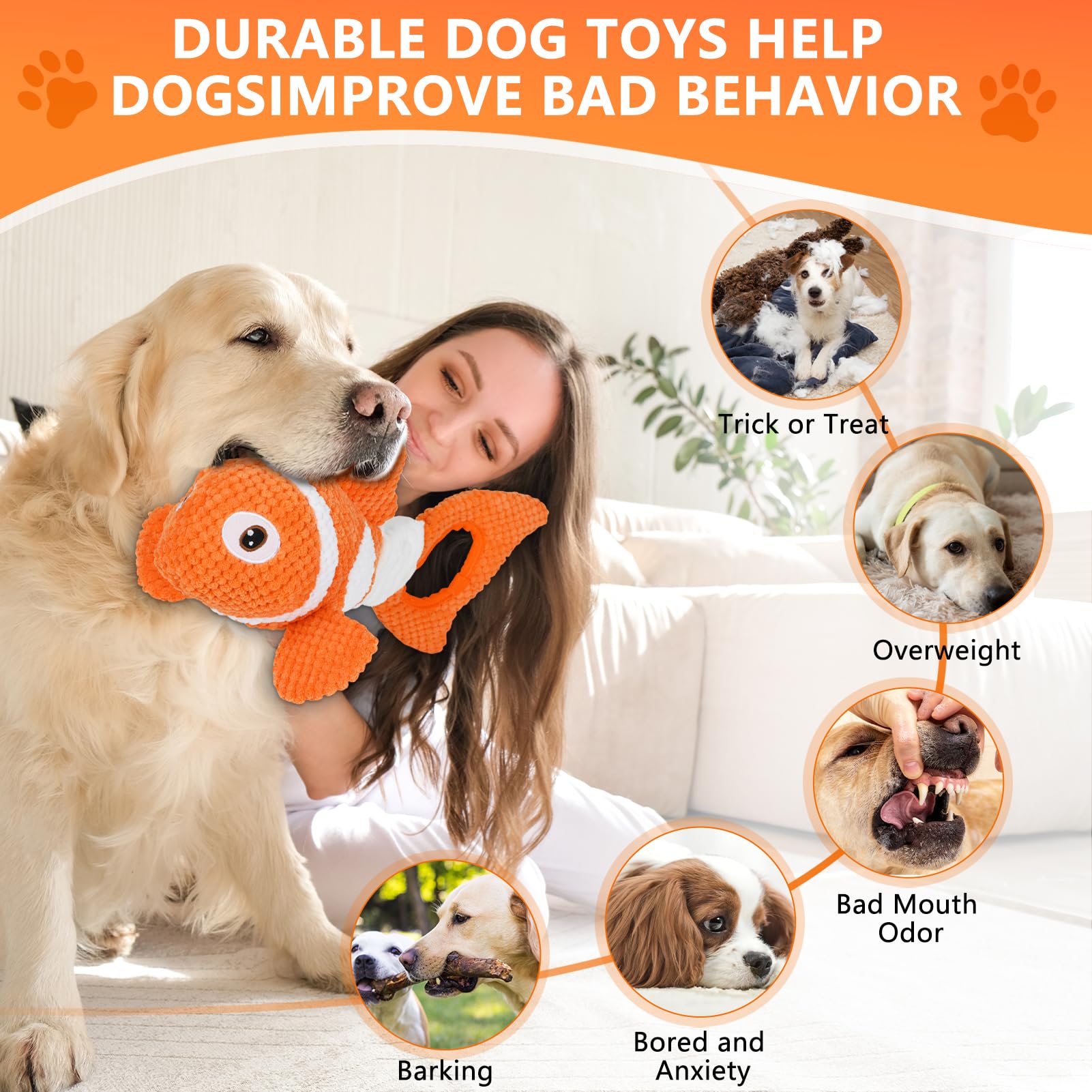 Durable Squeaky Dog Toys for Small, Medium & Large Dogs - Interactive Tug of War Puppy Toys with Soft Fabric for Indoor & Outdoor Play | Perfect for Training, Fetch Games & Bonding with Your Pet
