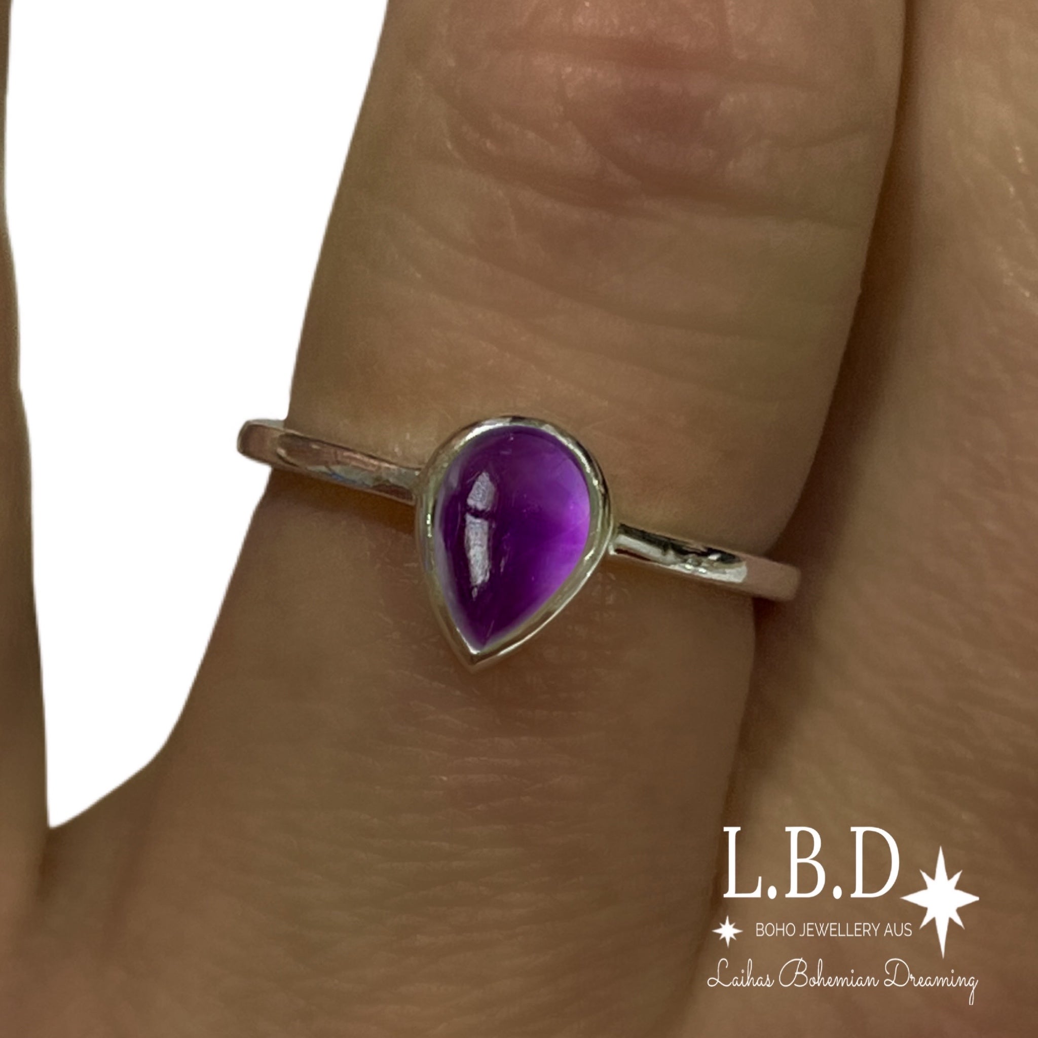 Laihas Mini Tearing Spirit Amethyst Ring - Dainty Purple Crystal Jewelry for Women | Perfect for Everyday Wear, Gift Giving & Spiritual Healing