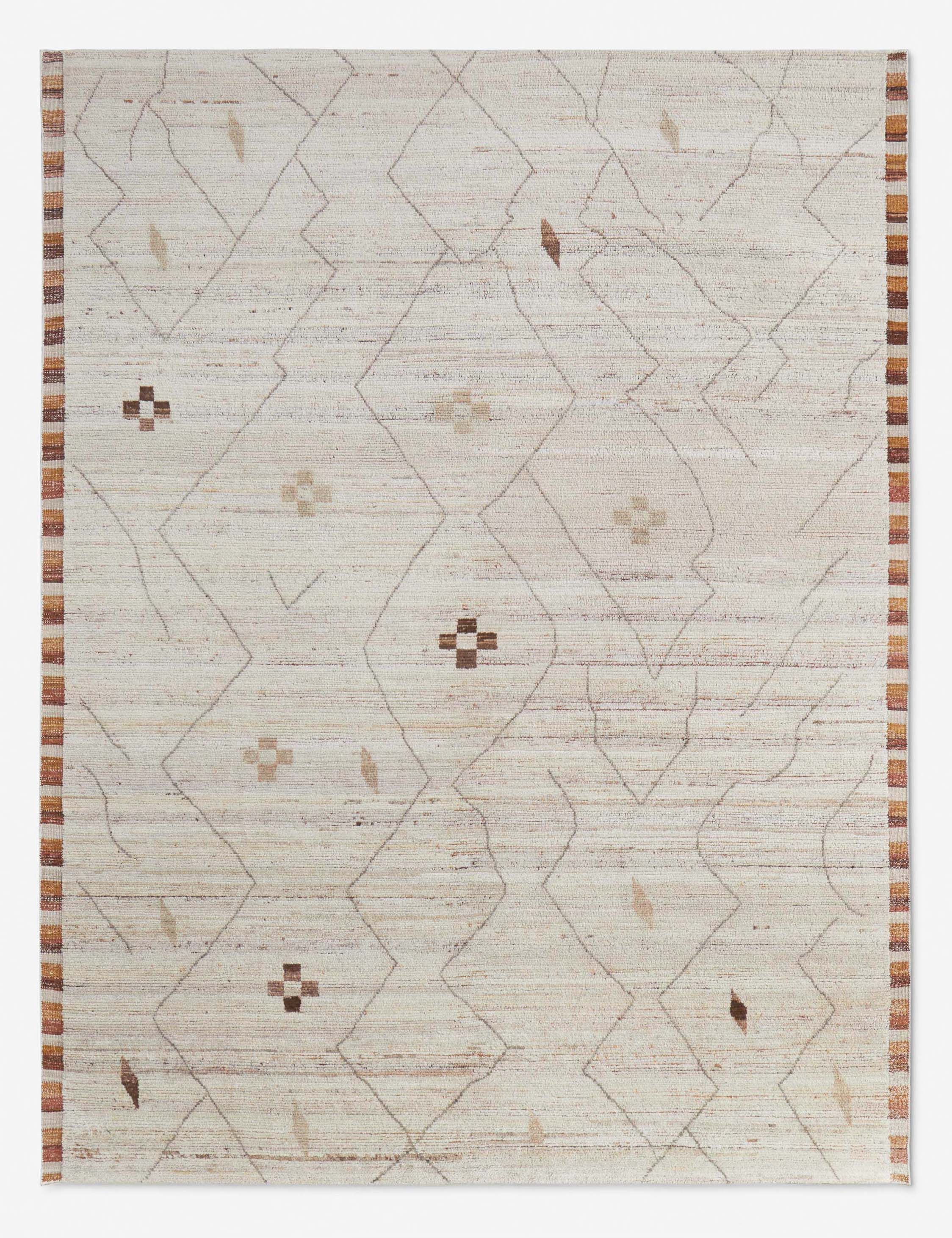 Anina Moroccan Style Hand Knotted Wool Rug - Vintage Boho Chic Area Rug for Living Room, Bedroom & Home Decor