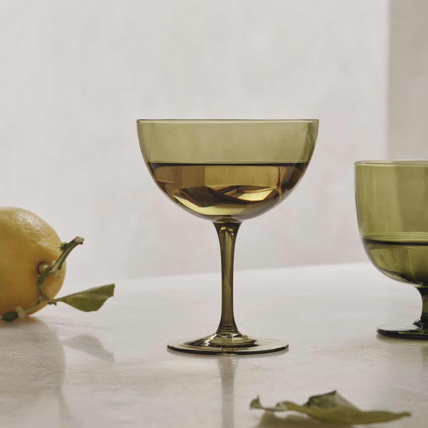 Premium Moss Cocktail Glasses Set of 2 - Elegant Barware for Whiskey, Martini & Cocktail Parties - Perfect for Home Bars, Wedding Gifts & Entertaining Guests