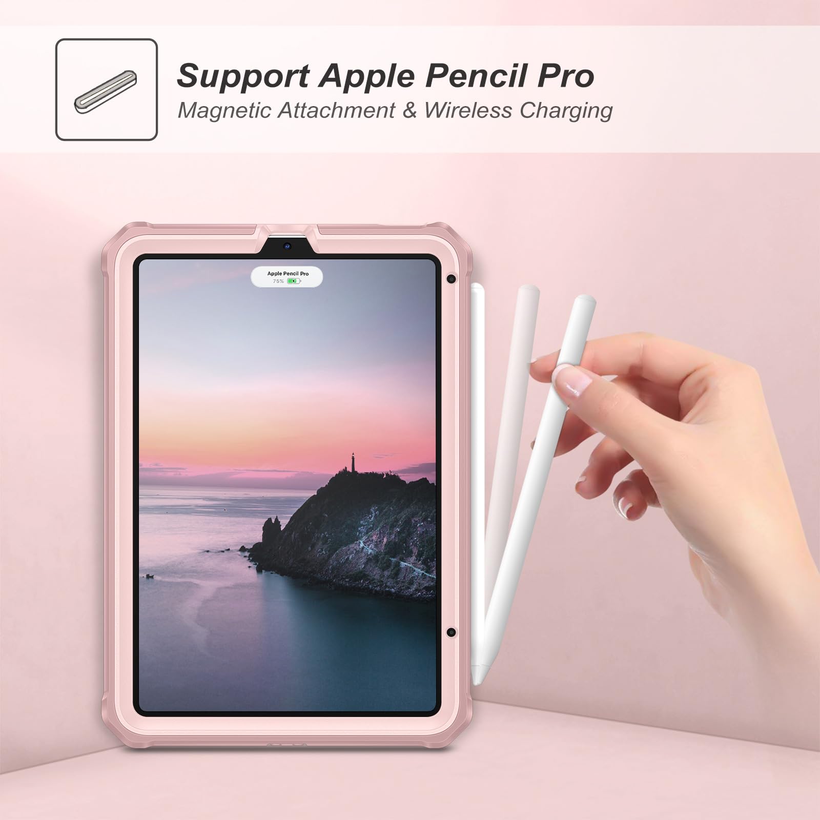 Fintie 360 Rotating Shockproof Case for iPad Mini 7 (2024) & iPad Mini 6 - 8.3 Inch Protective Cover with Screen Protector | Tuatara Magic Ring Design | Rose Gold | Perfect for Work, Travel & Home Use