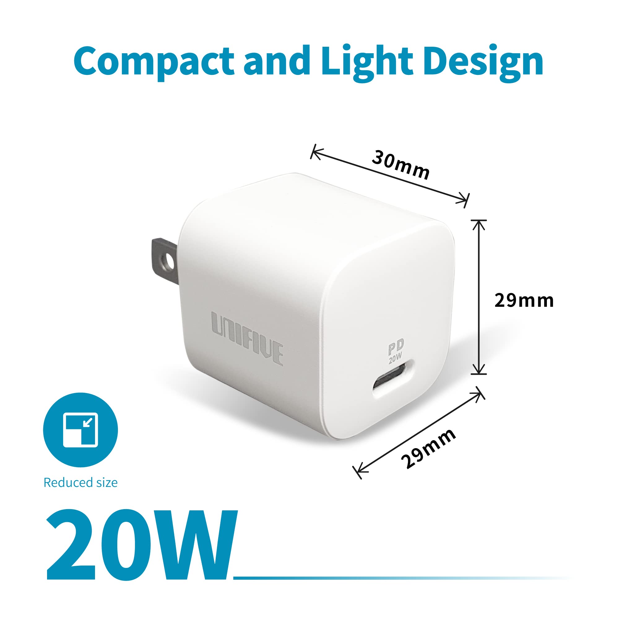 20W PD USB C Fast Charger - Wall Charger with Power Delivery for iPhone 12/13/14/15 Pro Max/X/XS, iPad Pro, AirPods Pro & Most Phones | Quick Charge at Home, Office & Travel