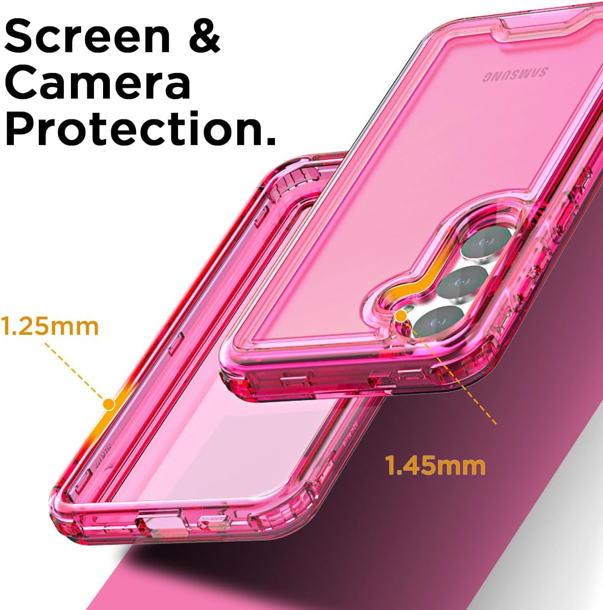 Samsung Galaxy S24/S25 Plus 3-Layer Crystal Clear Protective Case - Slim Fit, Shockproof & Scratch Resistant Cover for Everyday Use, Work & Travel