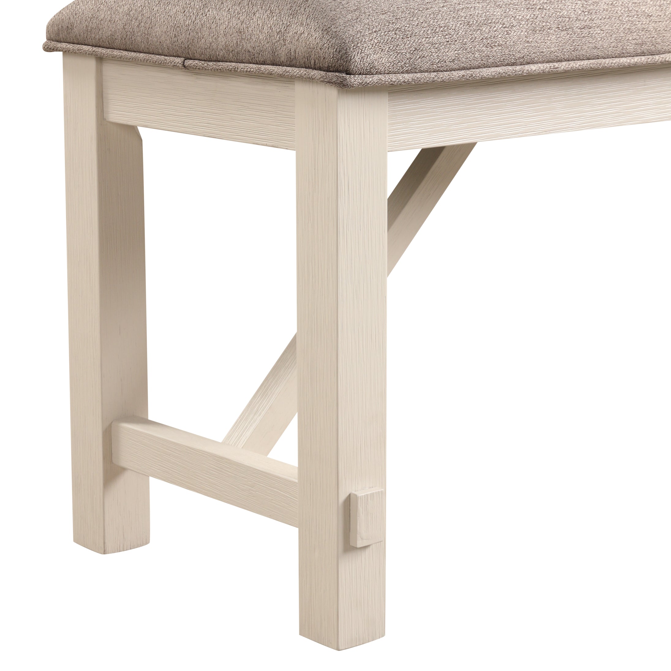Roundhill Furniture Fasena 6-Piece Rustic Dining Set with Trestle Table, 4 Chairs & Bench in Gray & Off-White - Perfect for Farmhouse Kitchens, Dining Rooms & Outdoor Entertaining