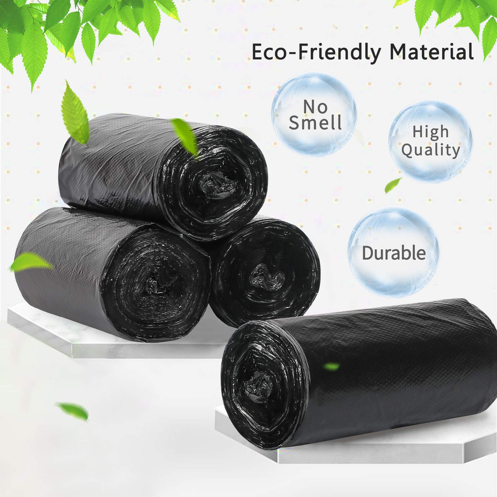 PetsHome Extra Thick Leak Proof Trash Bags - 100 Count 6 Gallon Garbage Bags for Home & Office Waste Bins | Heavy Duty Rubbish Bags for Kitchen, Bathroom & Pet Waste Disposal