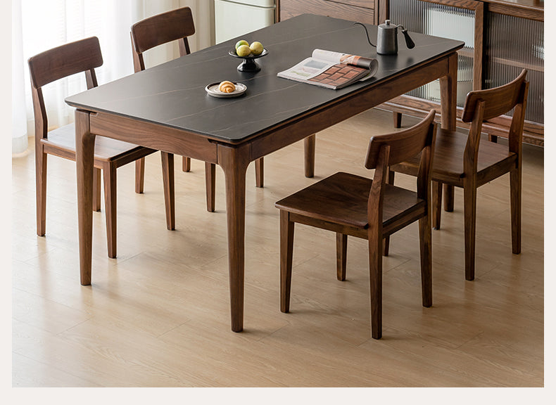 Premium Black Walnut Solid Wood Rock Plate Dining Table - Rustic Farmhouse Style for Dining Room, Kitchen, or Outdoor Entertaining