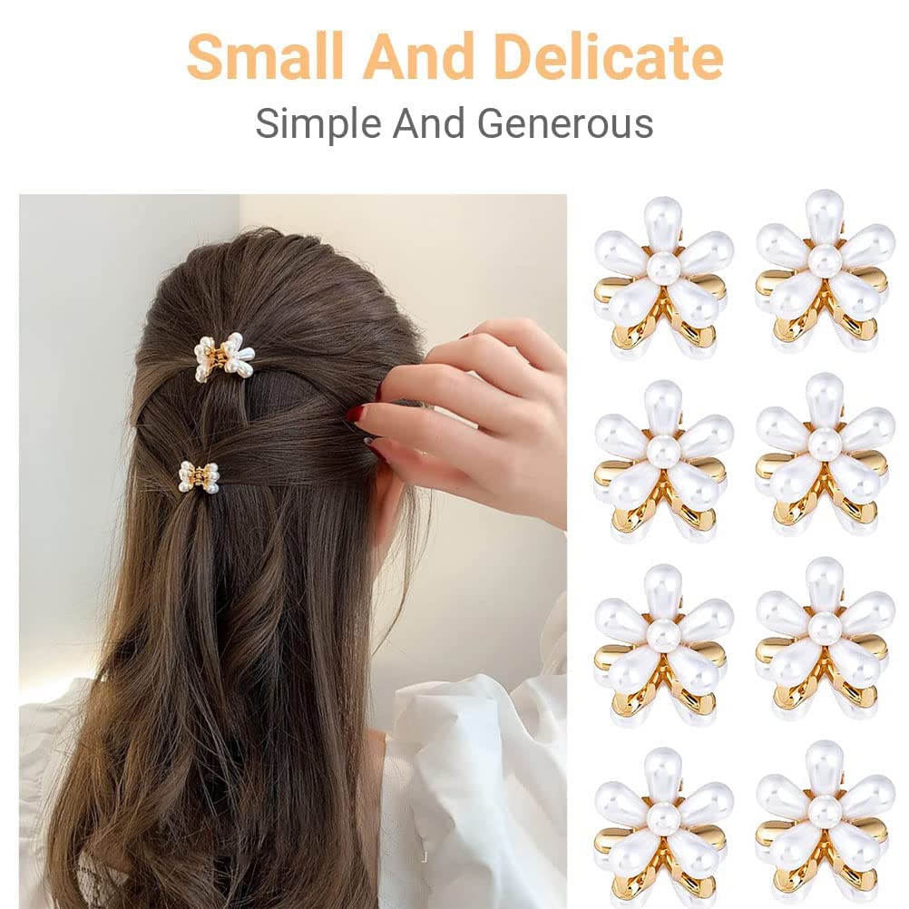 12 Pack Mini Pearl Hair Clips for Women & Girls - Elegant Flower Pearl Wedding Hair Accessories, Bangs Clips, Artificial Pearl Claw Clips for Bridal, Party, Prom & Daily Use