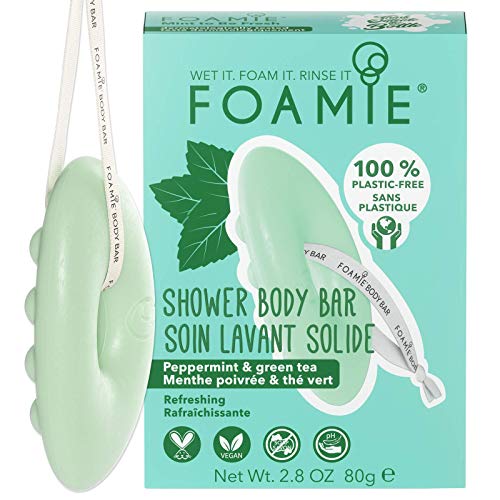 Foamie 2-in-1 Body Bar with Peppermint Oil & Green Tea - Refreshing, Cleansing & Moisturizing Bar Soap for Smooth Skin - Vegan, Eco-Friendly Bath Soap - Perfect for Shower, Travel & Gym Use