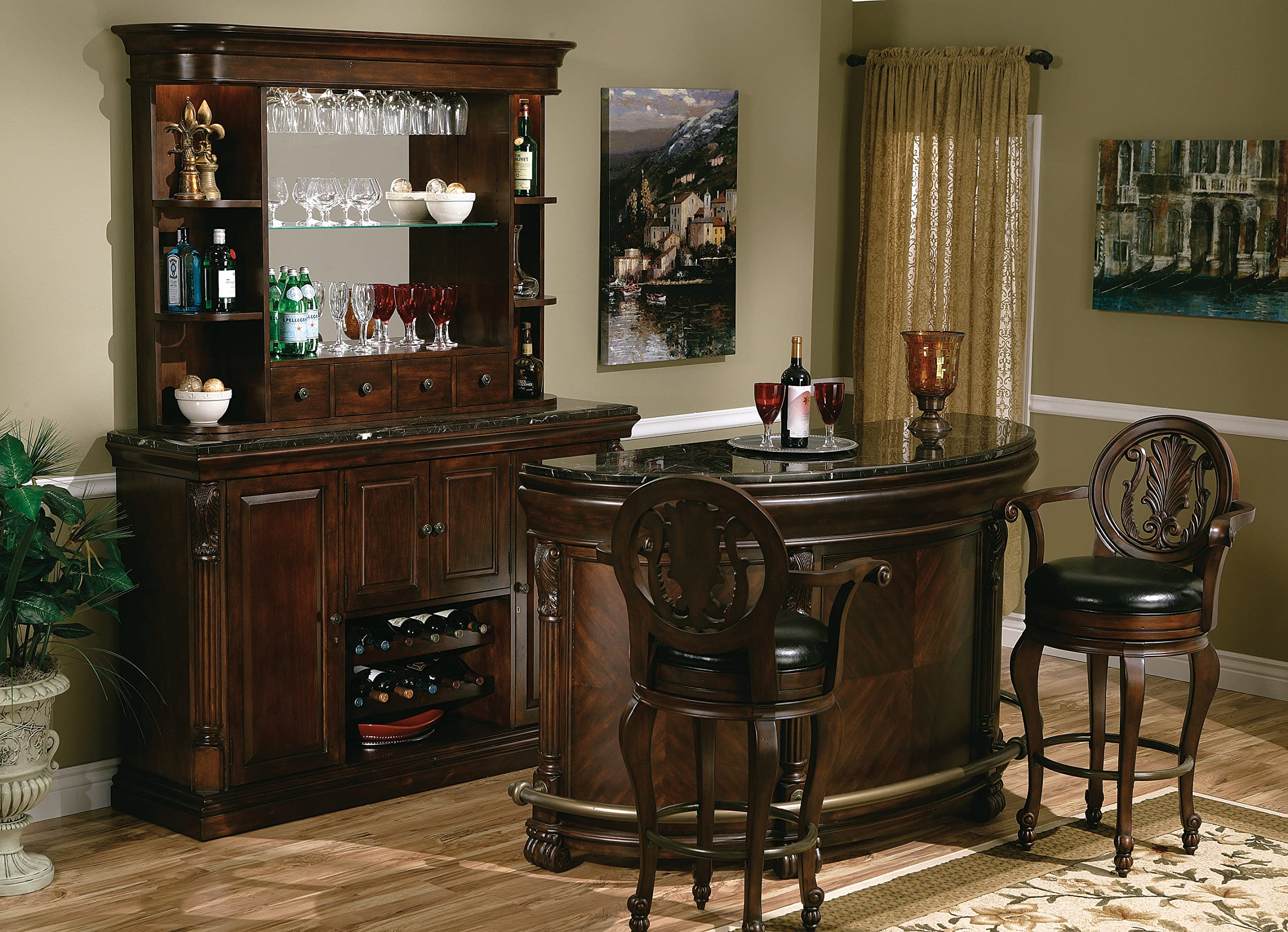 Howard Miller Wood Liquor Cabinet with LED Display - Home Bar Storage for Living Room & Decor