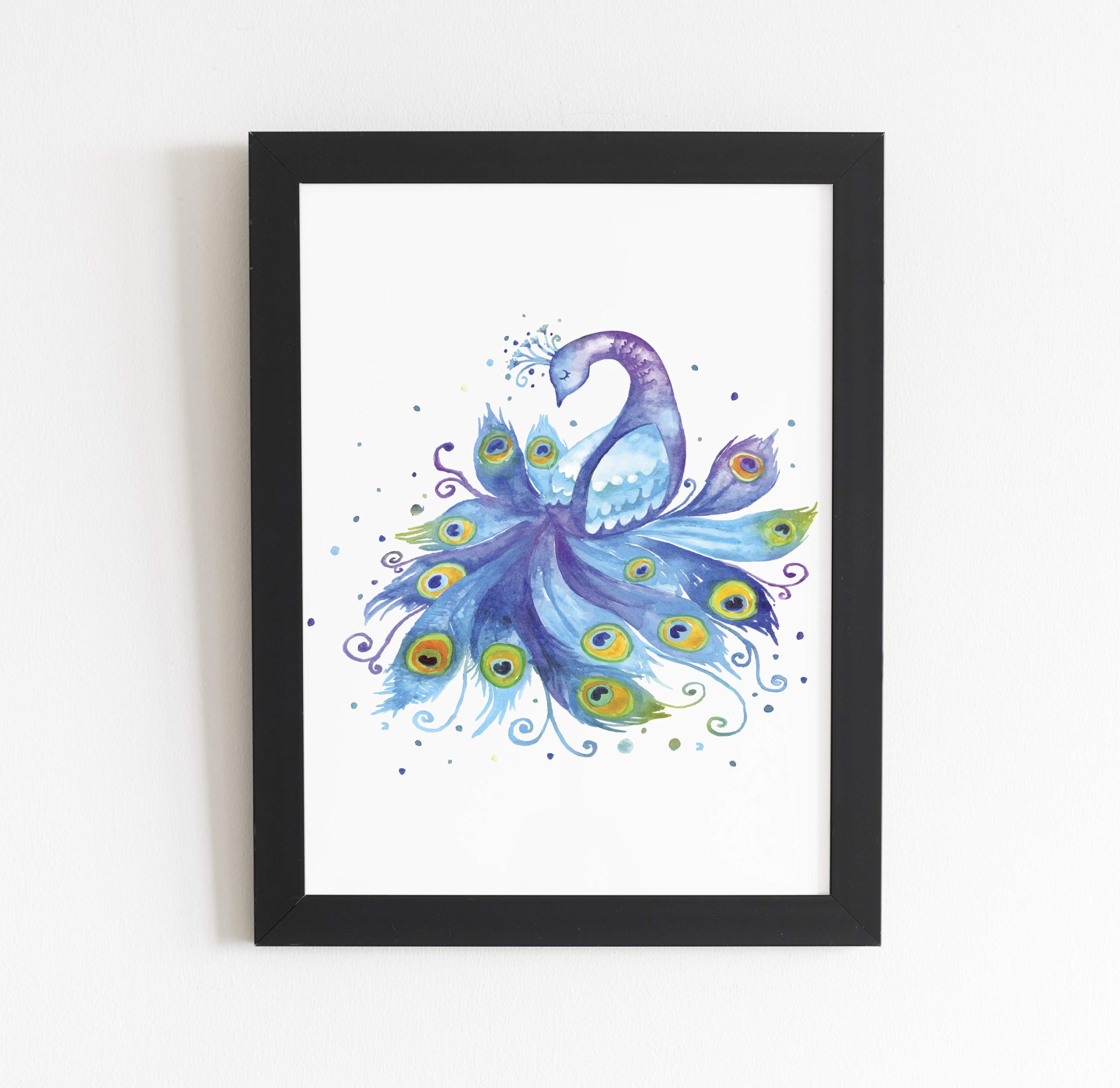 Peacock Wall Art Print - 8.5x11 Inch Blue Bird Unframed Poster for Home Decor | Living Room, Bedroom & Farmhouse Style | Perfect Housewarming Gift for Women & Girls | Wall Decor for Boho, Modern & Vintage Interiors