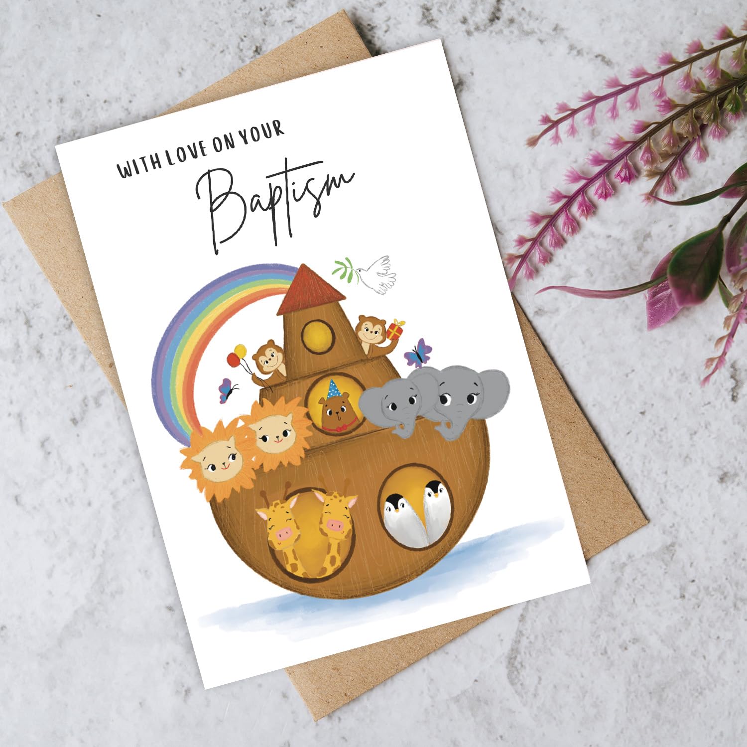 BYANIKA Happy Baptism Greeting Card | Religious Baptism Day Card for Boys & Girls | Godson Goddaughter Grandson Granddaughter Gift | Perfect for Baby Boy or Girl Christening Ceremony | Ideal for Church Celebrations, Family Gatherings & Religious Milestones