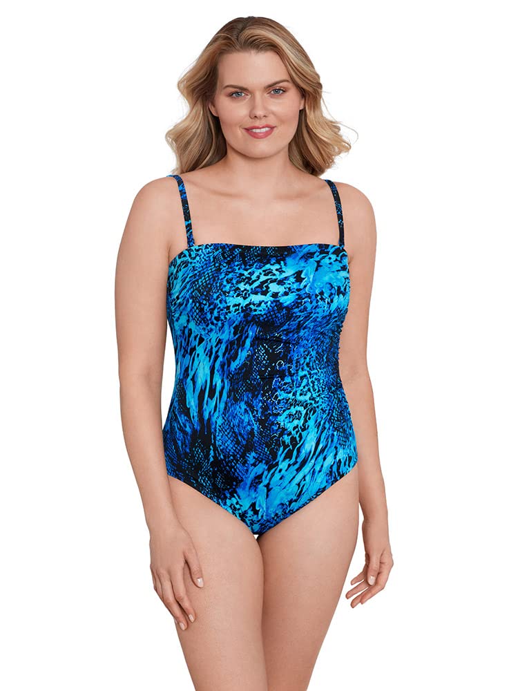 Longitude Women's One Piece Swimsuit - Side Shirred Bandeau Soft Cup Bathing Suit for Beach, Pool & Vacation | Comfortable Swimwear for Women