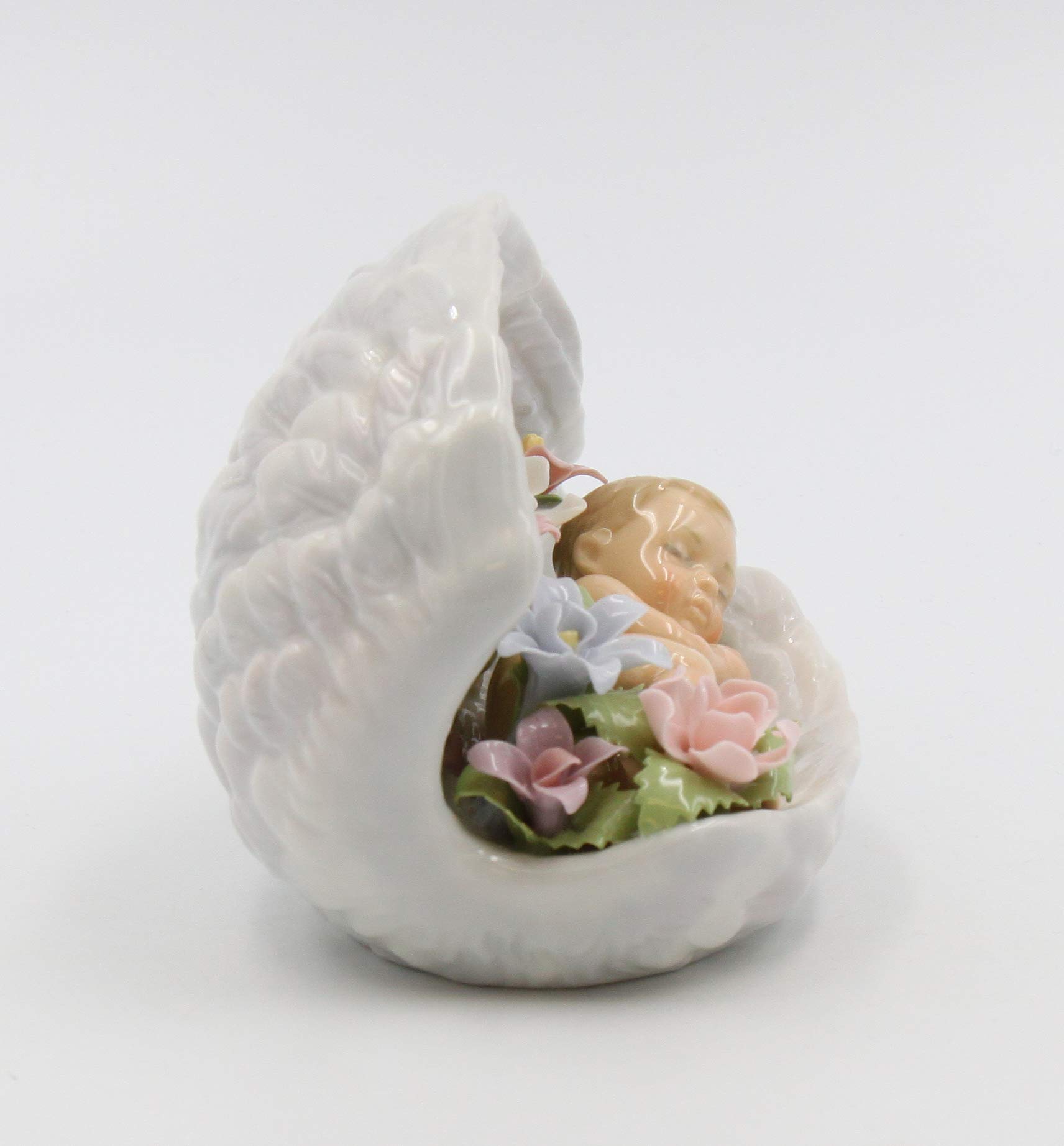 20846 Guardian Angel Wings Ceramic Baby Figurine - 6 Inch Collectible for Nursery Decor, Christening Gift & Home Display