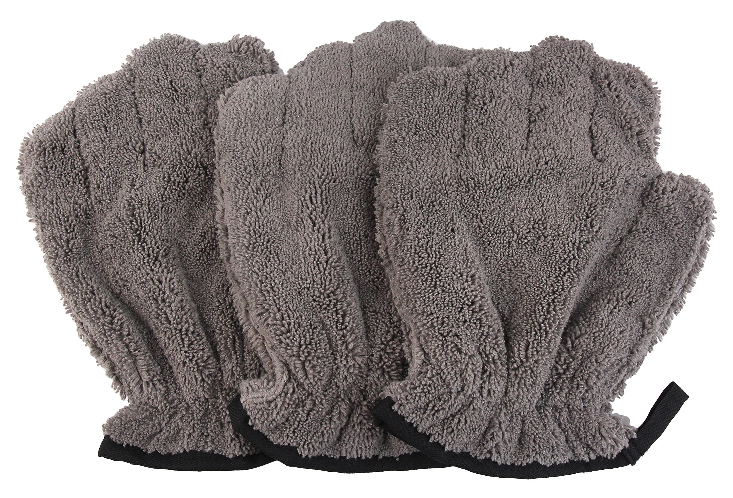 DRI Pet Washing Mitt - 3 Pack Soft Grooming Gloves for Dogs & Cats (Grey) | Gentle Bathing & Massaging for Shedding, Cleaning & Deshedding at Home or Grooming Salon
