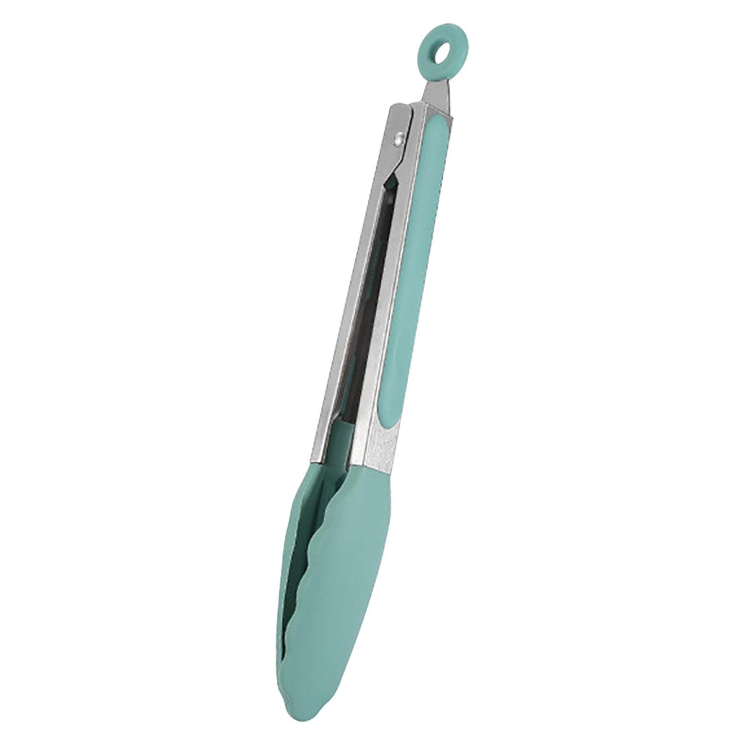 Premium 9-Inch Kitchen Tongs with Silicone Tips - Heat Resistant up to 480°F, Non-Slip 304 Stainless Steel BBQ Cooking Tongs for Grilling, Salad Serving & Food Handling (Mint Green) - Perfect for Outdoor BBQ, Camping & Home Kitchen Use