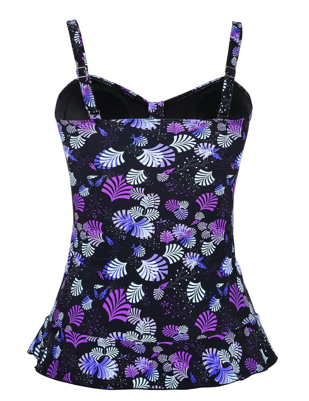 Mycoco Women's Padded Ruffle Hem Swim Top - Shirred Tankini Swimsuit for Women | Perfect for Beach, Pool & Summer Vacations