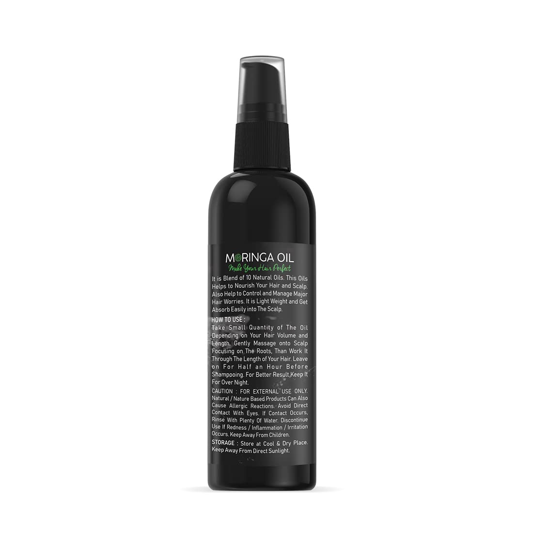 Organic Greenphyll Moringa Hair Oil with Natural Moringa Extract - Promotes Hair Growth & Reduces Hair Fall (100ml) - Perfect for Dry, Damaged Hair & Scalp Nourishment