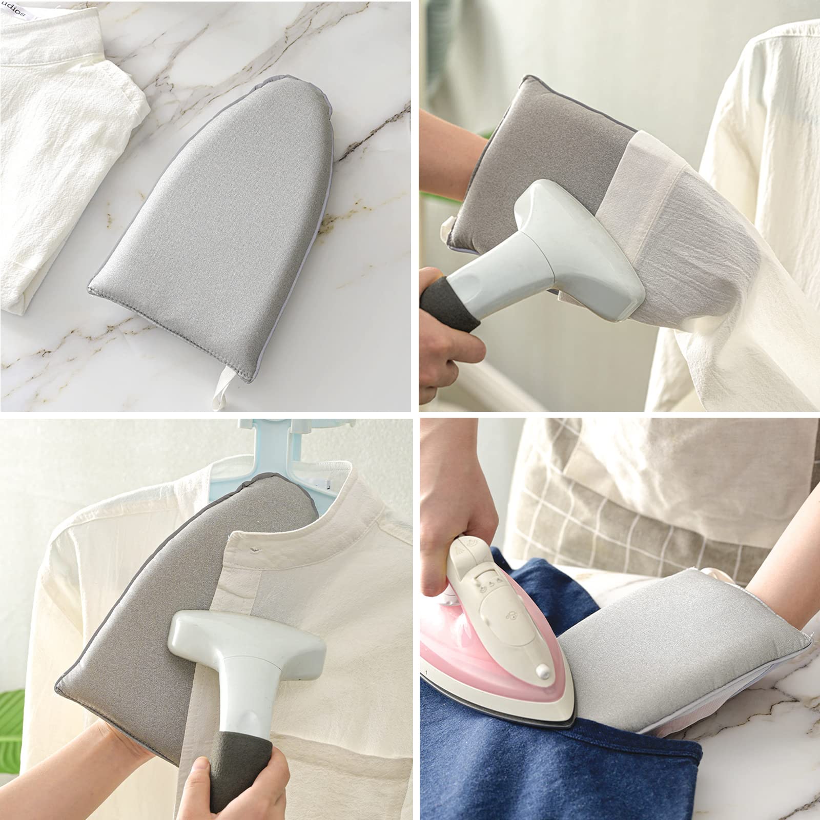 2 Pcs Heat Resistant Ironing Gloves - Waterproof Anti-Steam Garment Steamer Mittens with Finger Loop - Mini Ironing Board Gloves for Clothes & Fabric Care - Perfect for Home Laundry, Travel & Professional Use