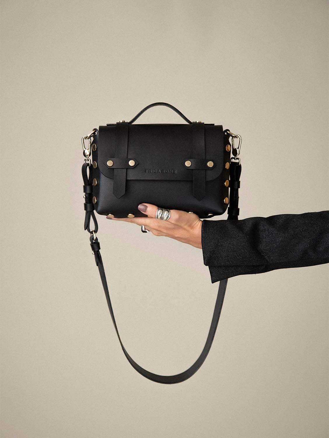 Vegan Cactus Leather Studded Crossbody Bag for Women | Black | Stylish & Sustainable Fashion Accessory for Parties, Travel & Everyday Use