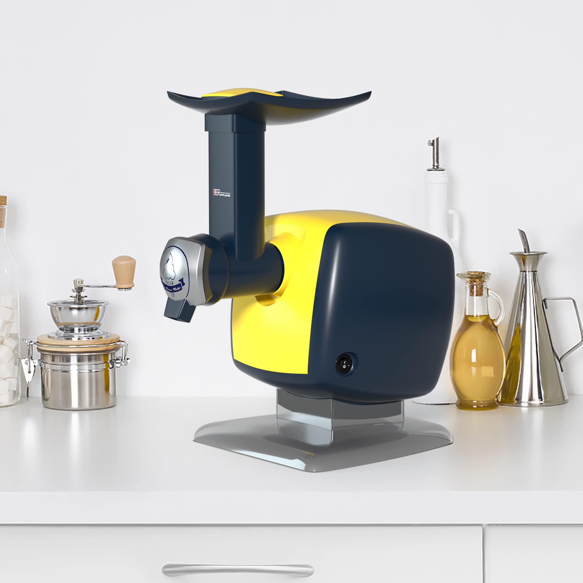 Uber Appliance Automatic Frozen Yogurt & Sorbet Maker Machine - Healthy Homemade Soft Serve Ice Cream, Sherbet, Fruit Dessert Maker with 4 Popsicle Molds & Recipe Book (Yellow) - Perfect for Parties, Family Treats & Summer Refreshments