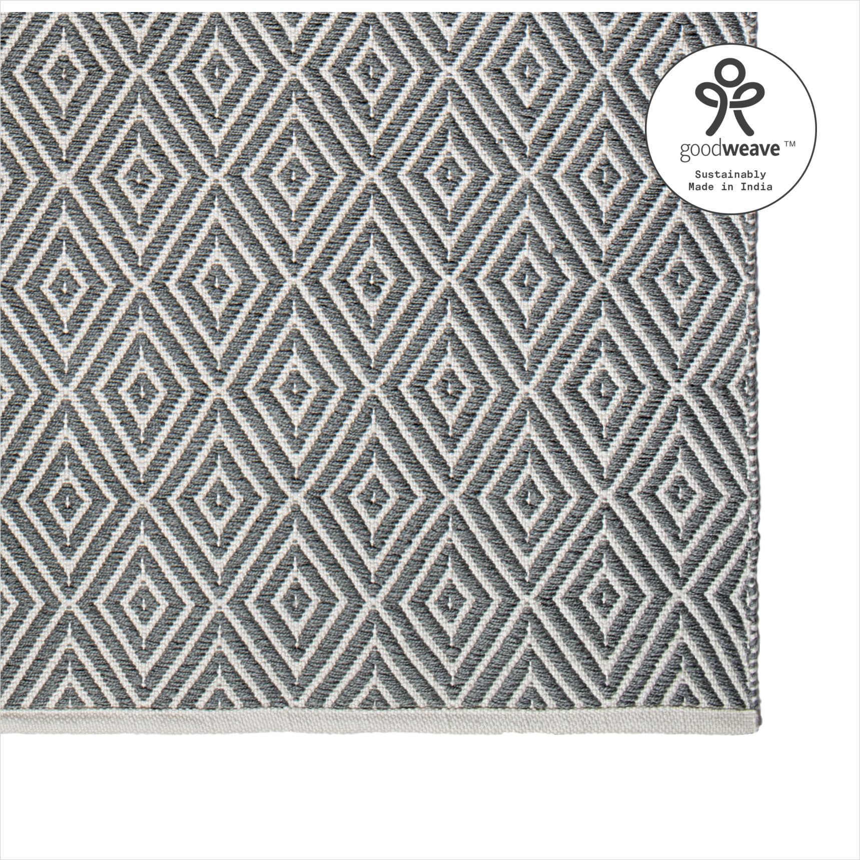 Fab Habitat Machine Washable Area Rug - Hand Woven Stain Resistant Pet Friendly Recycled Polyester - Diamond Pattern Gray & White 4x6 ft - Perfect for Bedroom & Living Room Decor
