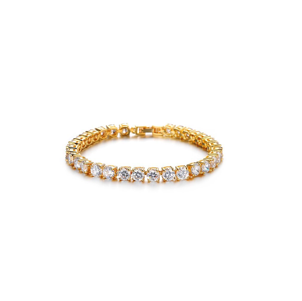 18K Gold Plated Zirconia Bracelet for Women - Green, Multicolor & Clear Cubic Zirconia Tennis Bracelet, 7.28