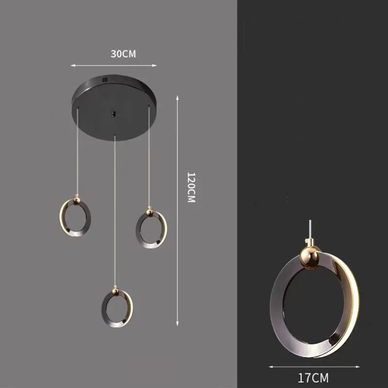 Modern Black Minimalist Rotating Staircase Chandelier - Sleek Contemporary Ceiling Light Fixture for Living Room, Dining Room, Foyer & Bedroom Decor