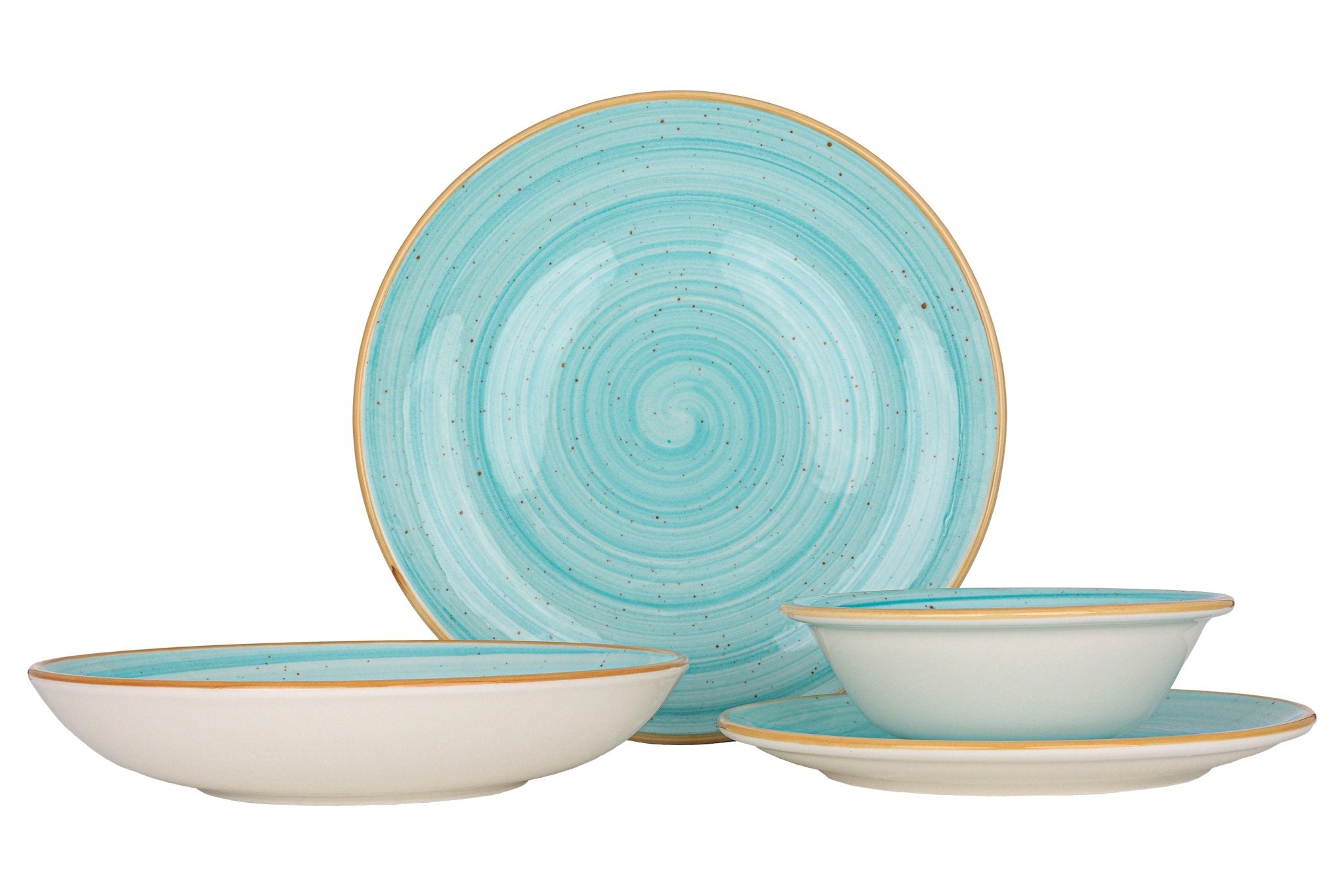 Premium Aqua Blue Dinnerware Set - 24-Piece Medium Porcelain Tableware for 6, Elegant Dish Set for Daily Use, Dinner Parties & Special Occasions