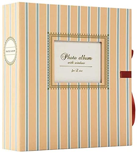 5 Inch 6 Inch 7 Inch Photo Album with Interstitial Ribbon Window - Family Travel Scrapbook Memory Book (Vertical Orange) - Perfect for Wedding, Baby Shower & Vacation Photo Preservation