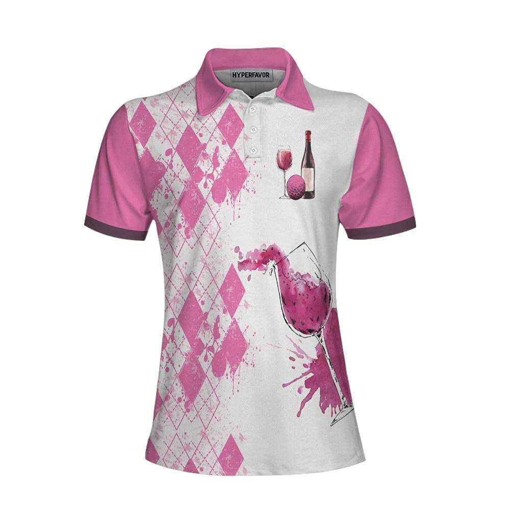 HYPERFAVOR Women's Short Sleeve Golf Polo Shirt - Stylish Wine-Themed Performance Top for Golf & Casual Wear - Perfect for Golf Outings, Wine Tastings & Summer Activities