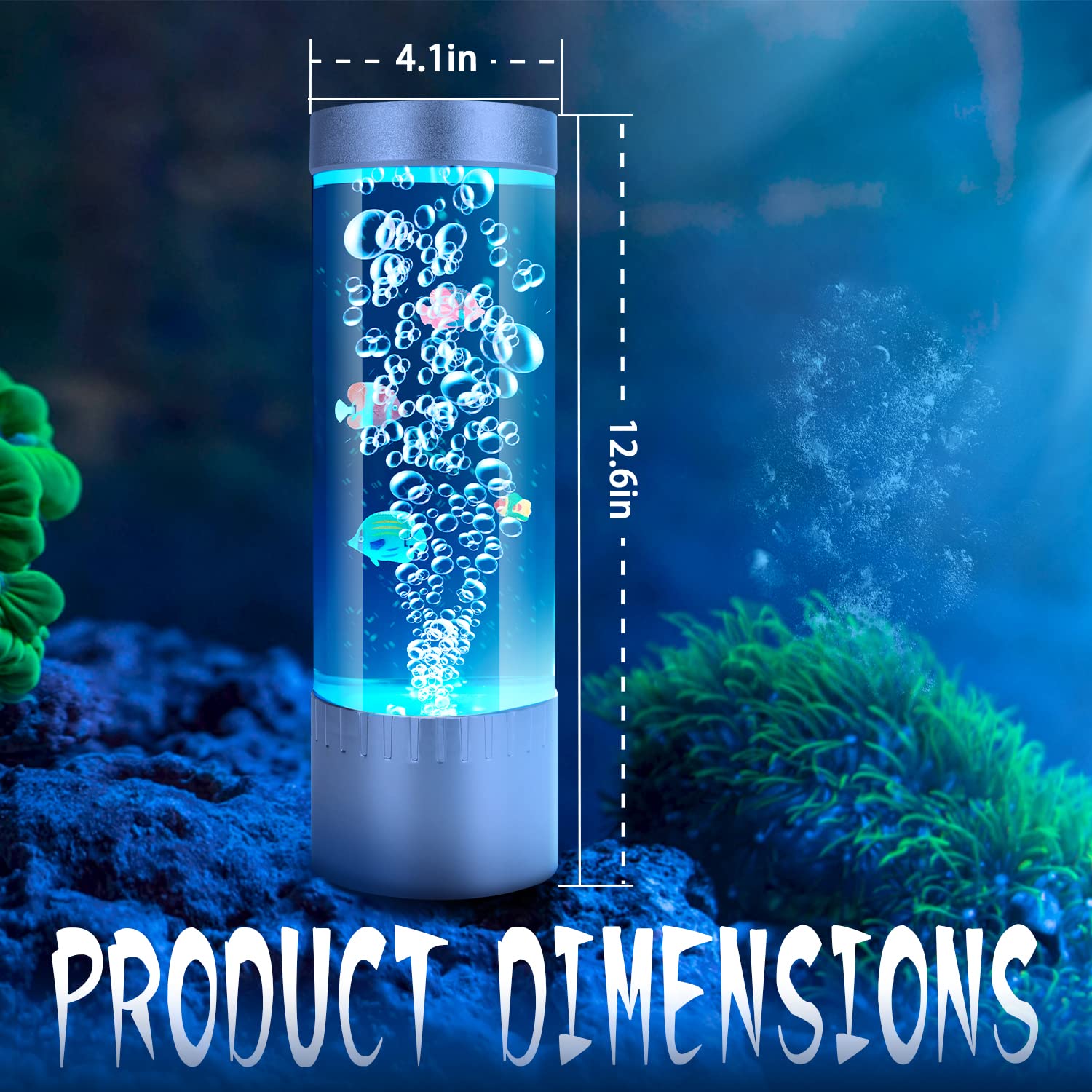 Bubble Fish Lamp - Sensory Bubble Tube Light with Moving Artificial Fish, LED Aquarium Lamp for Home & Office Decor - Perfect Gift for Kids & Adults - Creates Relaxing Ambiance for Bedrooms, Living Rooms & Therapy Spaces