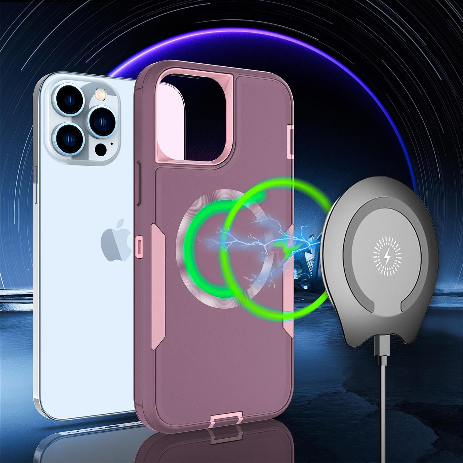 Premium Magnetic iPhone 15 Pro Max Case with Drop Protection - Heavy Duty MagSafe Compatible Cover | Dustproof, Anti-Yellowing, Fade-Resistant | Rose Gold Purple for Men & Women | Perfect for Work, Travel & Outdoor Activities