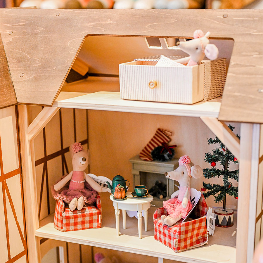 Maileg Mini Mouse Chair - Adorable Red Dollhouse Furniture for Kids' Pretend Play & Collectible Display