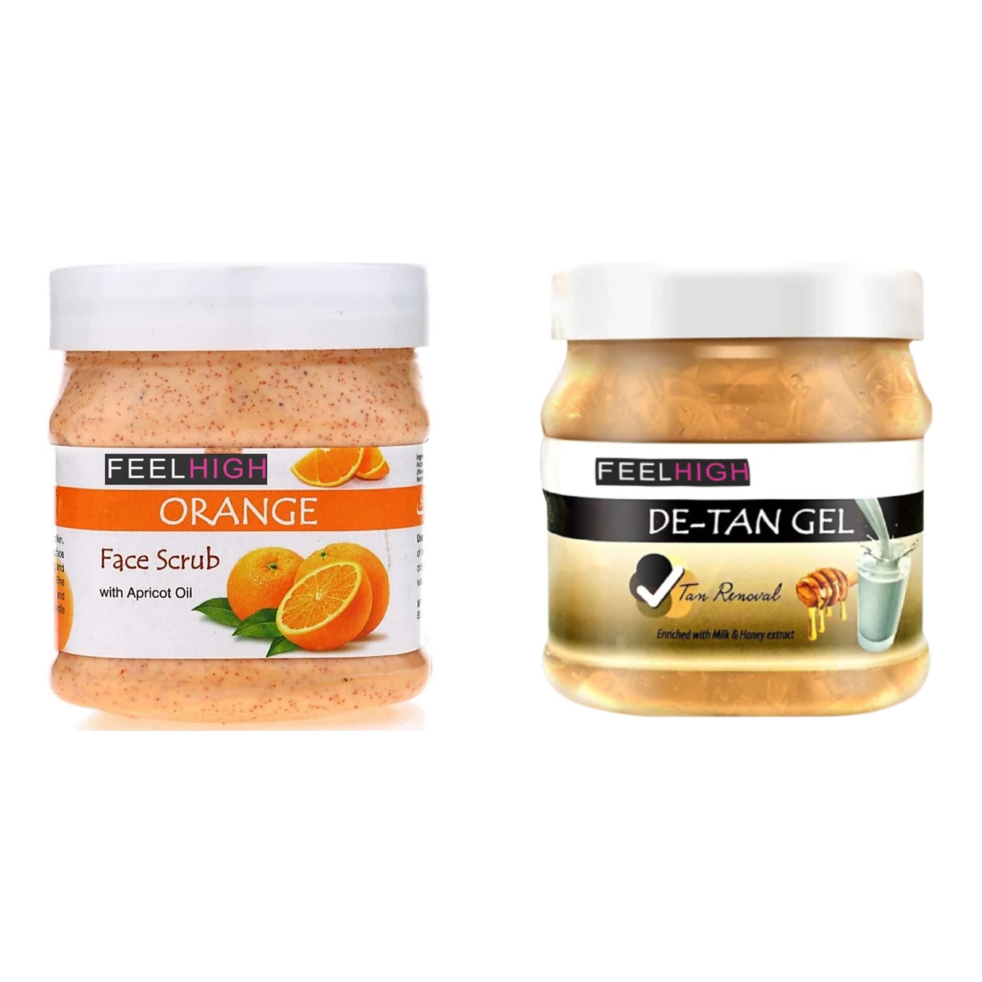 Feelhigh Orange Face & Body Scrub 500ml with Detox Gel 500ml - Exfoliating & Cleansing Skincare Set for Glowing Skin | Perfect for Spa Days & At-Home Self-Care Routines