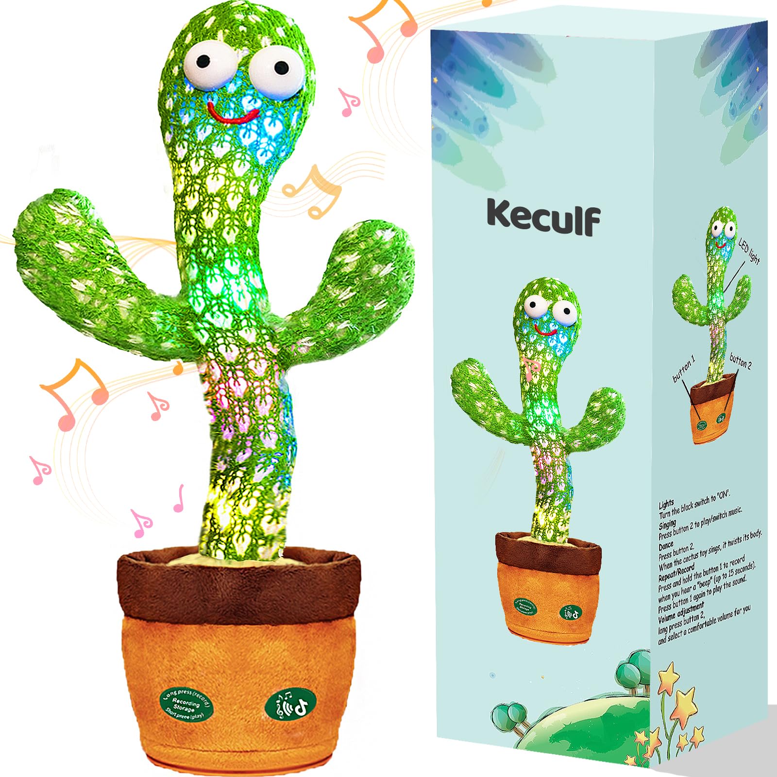 Smart Talking Cactus Toy for Babies - Repeats & Sings with Volume Control - Fun Interactive Mimicking Cactus Toy for Toddlers & Kids - Perfect for Playtime, Learning & Gifts