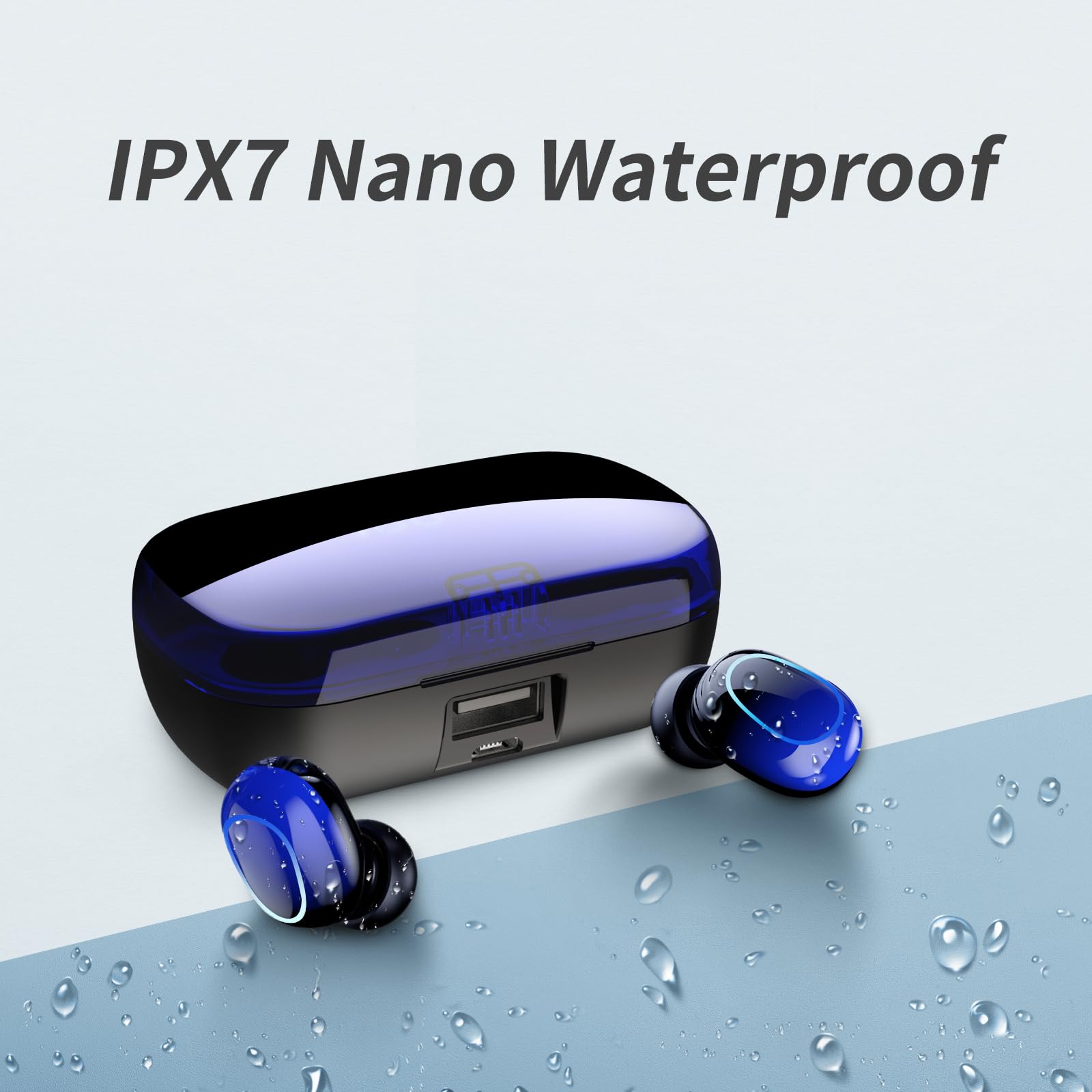 **Wireless Bluetooth Earbuds with Noise Cancelling, Bluetooth 5.2, CVC8.0, IPX7 Waterproof, LED Power Display, Deep Bass & Clear Calls - Perfect for Workouts, Gym, Running, Travel & Home Use**
