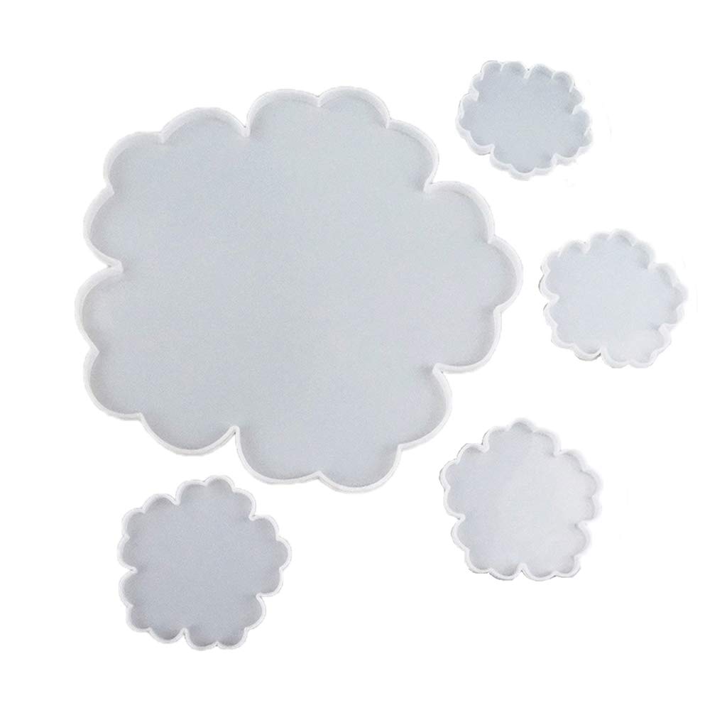 5-Piece Large Silicone Flower Coaster Resin Molds Kit for DIY Epoxy Casting - Agate Style Coaster Making Molds for Home Decor, Wedding Favors & Craft Projects