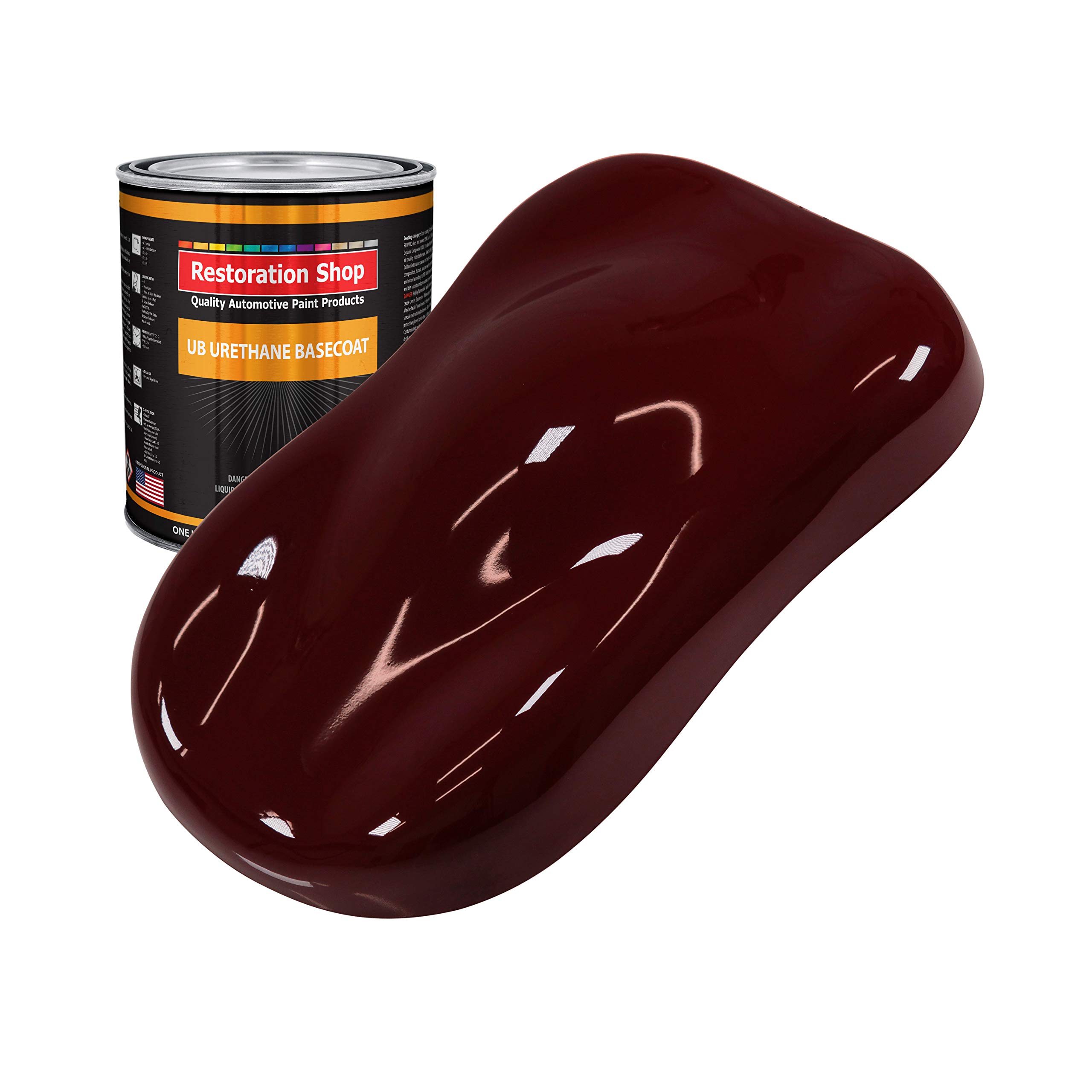 Restoration Shop - Burgundy Urethane Basecoat Auto Paint (1 Quart) - Professional High Gloss Automotive Coating for Cars & Trucks - Perfect for Vehicle Restoration & Custom Paint Jobs