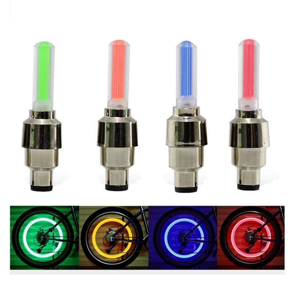 4 Pack LED Valve Stem Lights - Glow Wheel Spoke Lights for Bicycles, Cars, Motorcycles | Waterproof, Easy Install, Multi-Color Options | Perfect for Night Riding, Safety Visibility & Custom Styling