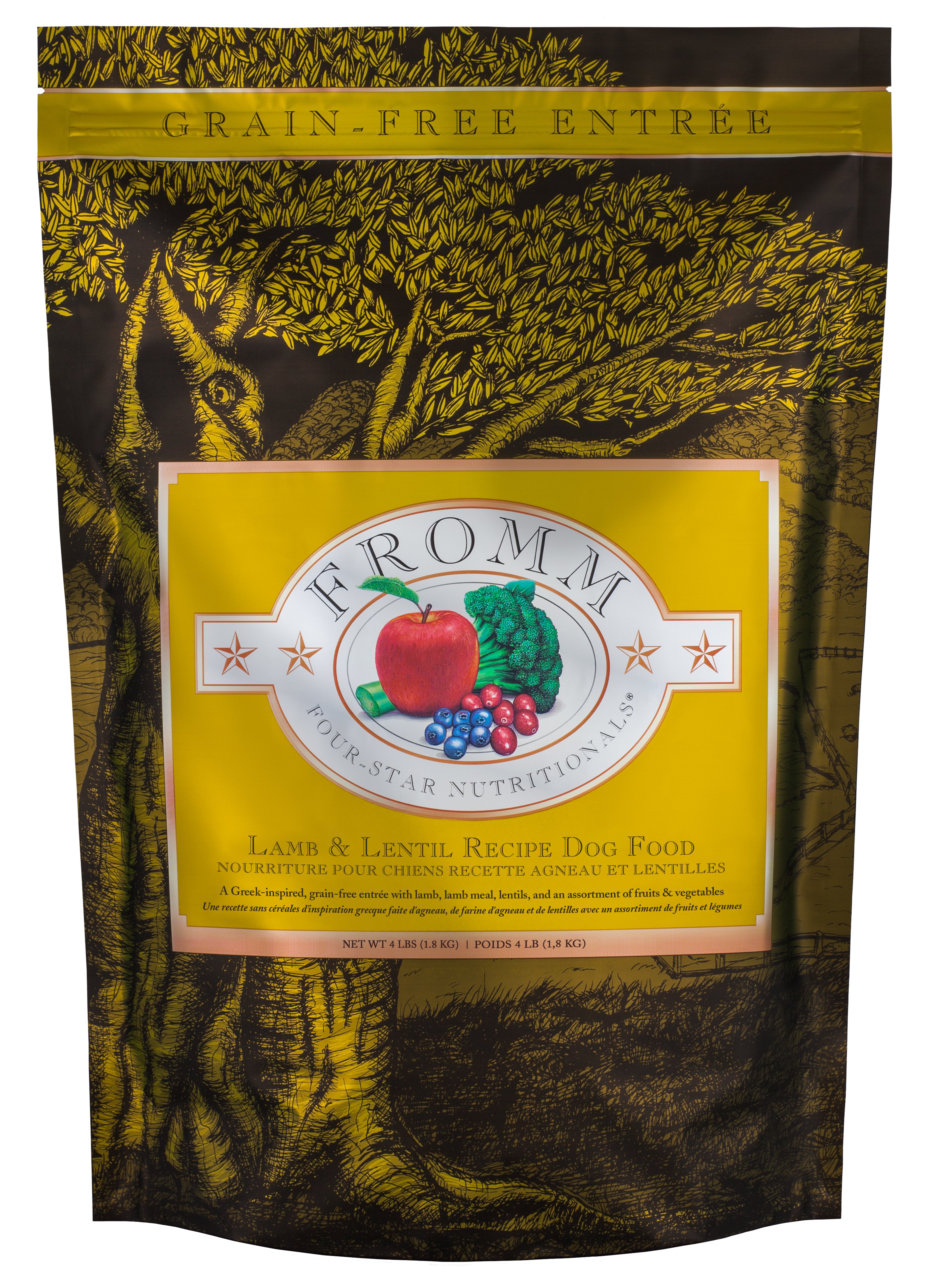 Fromm Four Star Grain Free Dry Dog Food - Lamb & Lentil Recipe for Adult Dogs - High Protein, Natural Ingredients for Healthy Skin & Coat - Perfect for Sensitive Stomachs & Allergies - Ideal for Home Feeding & Active Lifestyles