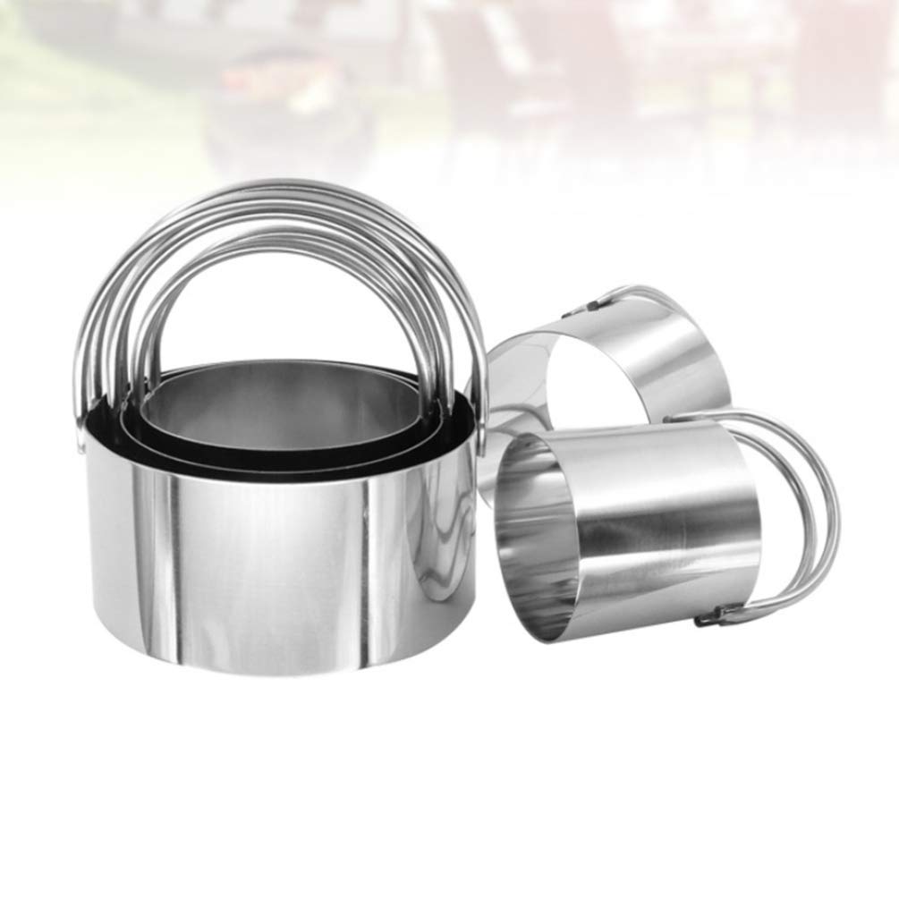 Hemoton 5-Piece Round Mousse Cake Ring Mold Set - Stainless Steel Baking Rings for Pastry, Biscuits, Flat Dough - Perfect for Home Baking, Dessert Making & Professional Pastry Chefs