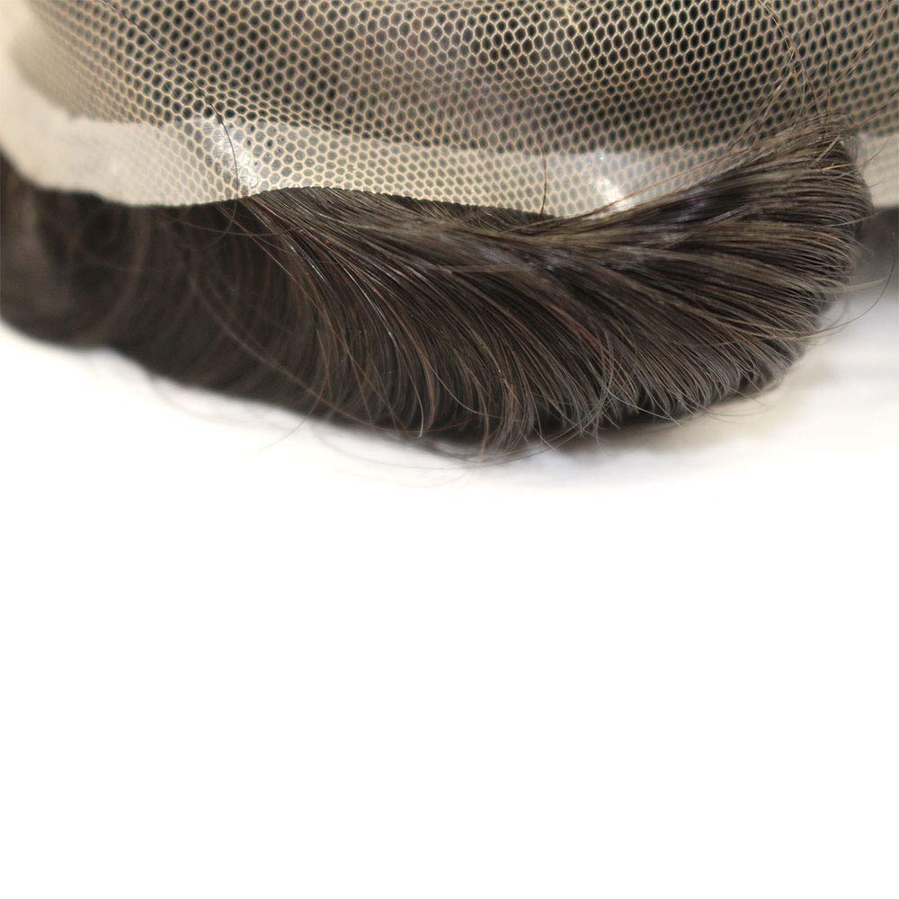 Men's Swiss Lace Human Hair Replacement System - Natural Black #1B Toupee Hairpiece for Hair Loss & Alopecia - Comfortable & Breathable for Daily Wear & Special Occasions