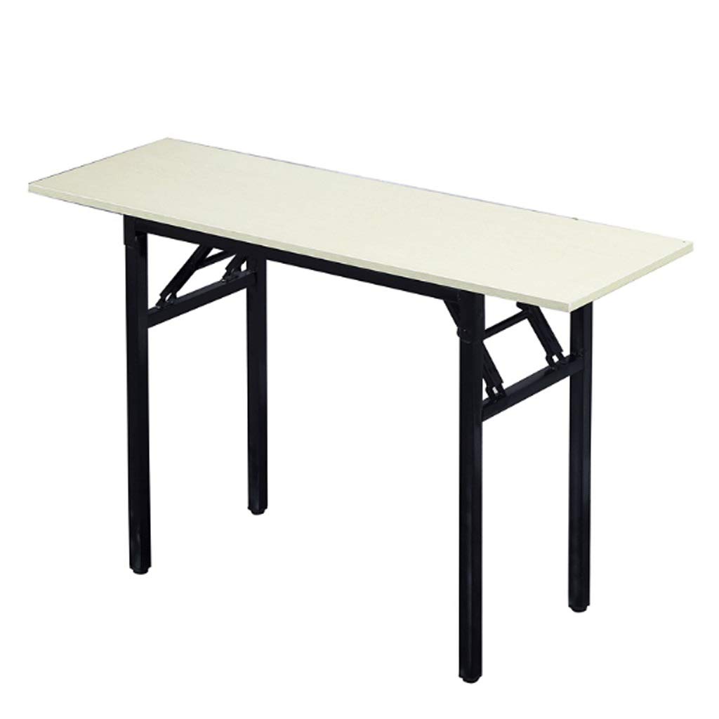 Rectangle Folding Computer Desk - Home Office Writing Study Desk with Simple Industrial Style, Wood Table & Metal Frame for PC Laptop Notebook (White) - Perfect for Small Spaces, Dorm Rooms & Work from Home Setups