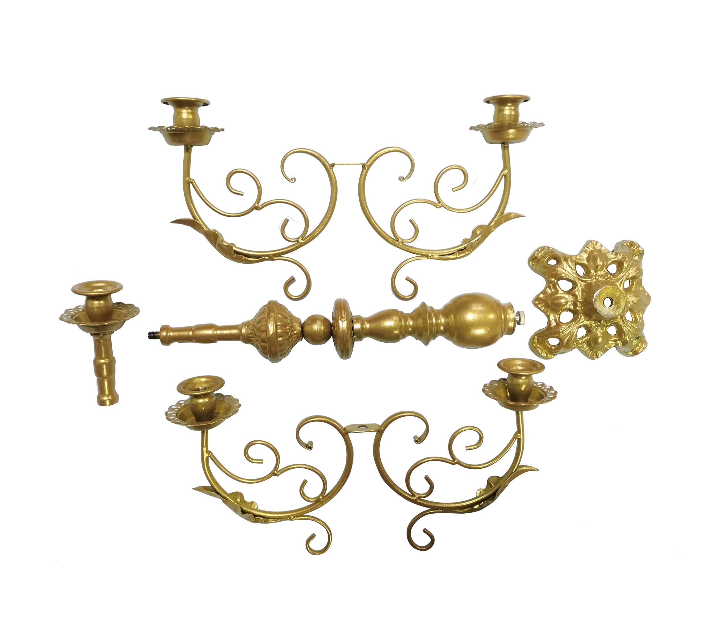 5-Arm Gold Metal Candelabra - 17 Inch Tall Taper Candle Holder for 1/2 to 1 Inch Candles | Elegant Centerpiece for Dining Table, Wedding Decor & Romantic Home Lighting