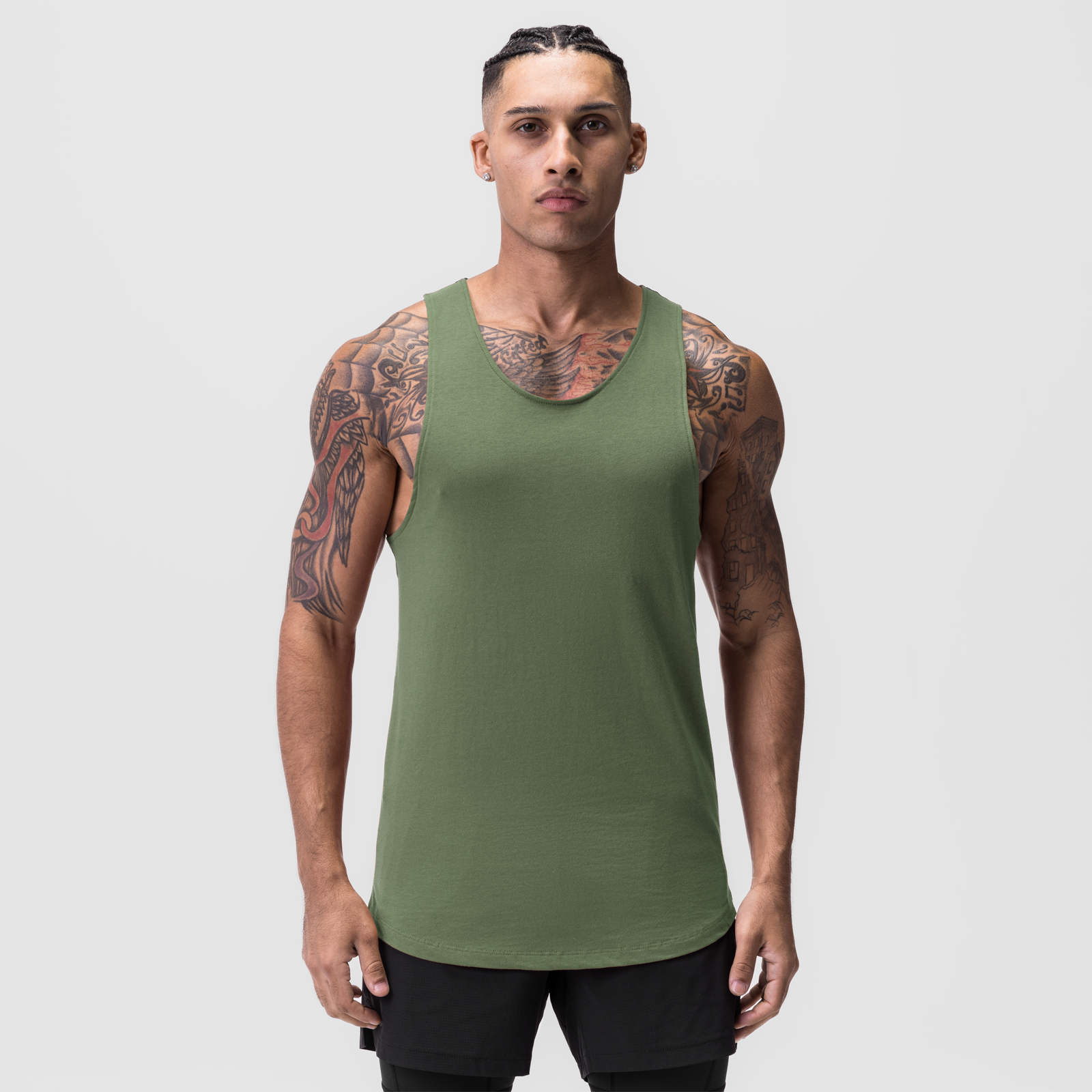 Supima® Vented Tank Top for Women - Breathable Olive Green Casual Shirt | Perfect for Yoga, Gym Workouts & Summer Outdoor Activities