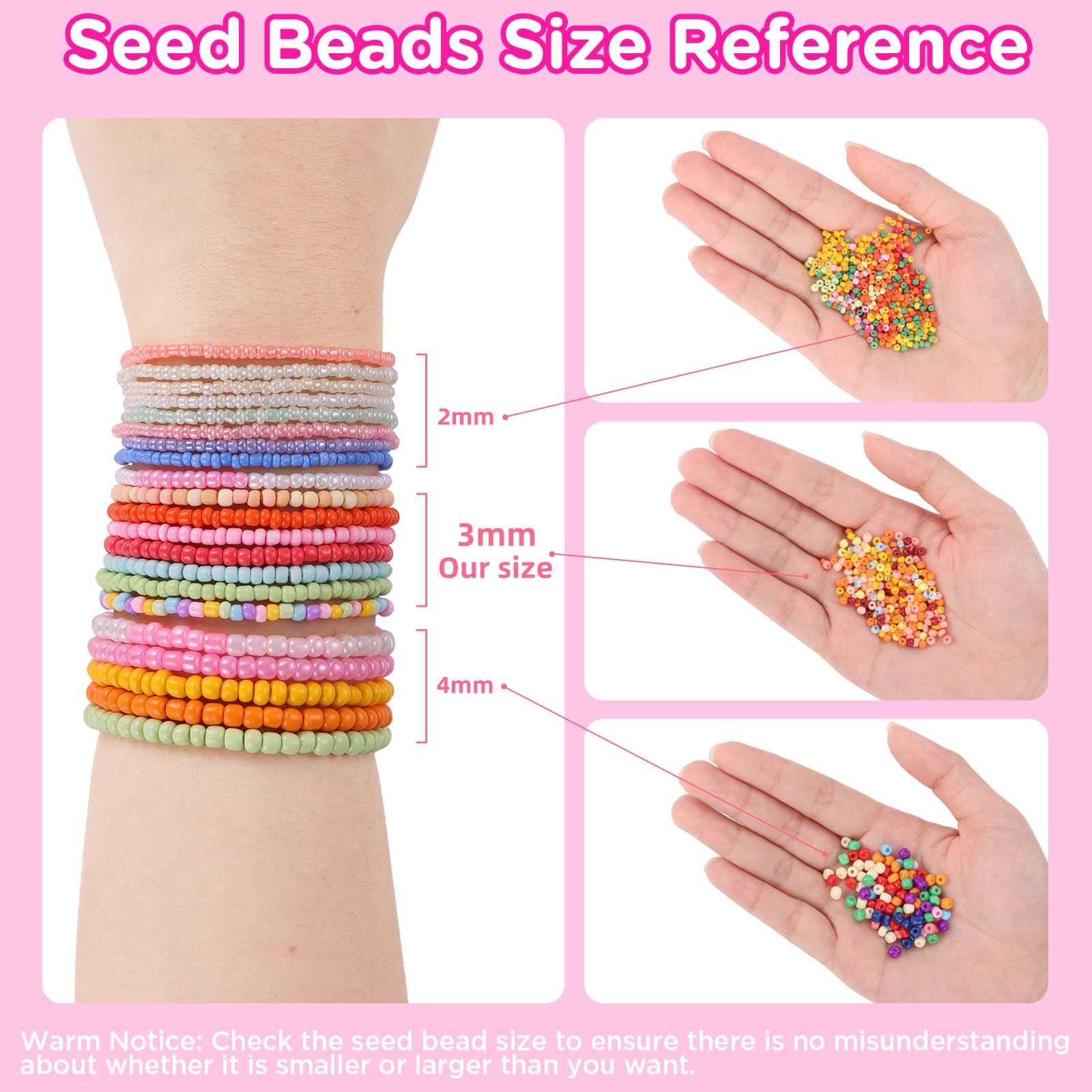 Funtopia 3mm 37,000+ Seed Beads for Jewelry Making - 120 Color Small Glass Beads Kit with Alphabet Letters & Smiley Faces | DIY Bracelets, Friendship Jewelry, Arts & Crafts Projects (Perfect for Gifts, Party Favors & Creative Designs)
