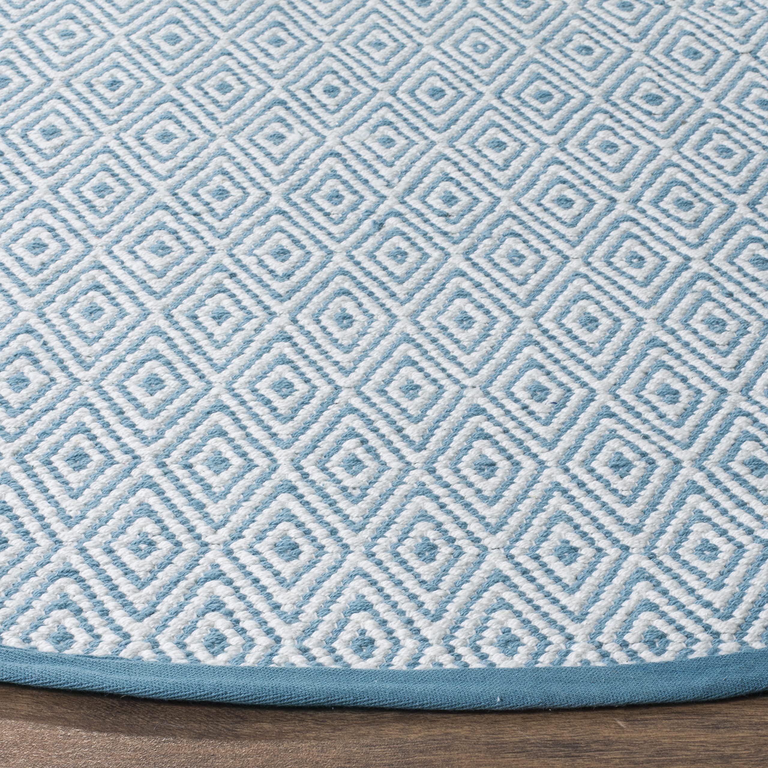 SAFAVIEH Montauk Collection 6-Foot Round Ivory & Light Blue MTK515D Handmade Flatweave Cotton Area Rug - Perfect for Living Room, Bedroom, or Nursery Decor