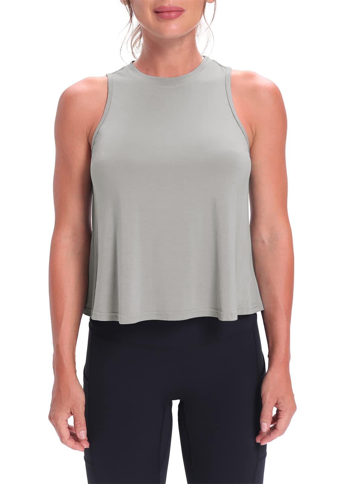 Stylish Mippo Crop Tops for Women - Breathable Workout Shirts, Flowy Cropped Tank Tops for Yoga, Gym & Summer Outfits | Athletic Wear for Running, Fitness & Casual Style